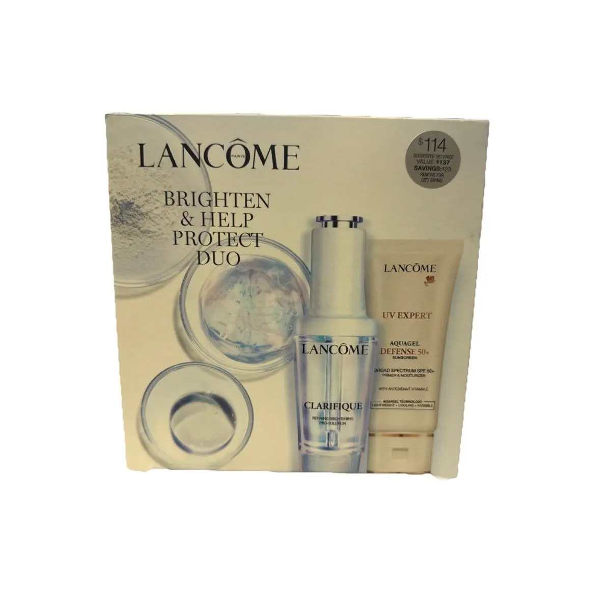 Lancome Clarifique Set Pro-solution Serum UV Expert Aquagel SPF50+ Exp 11/26