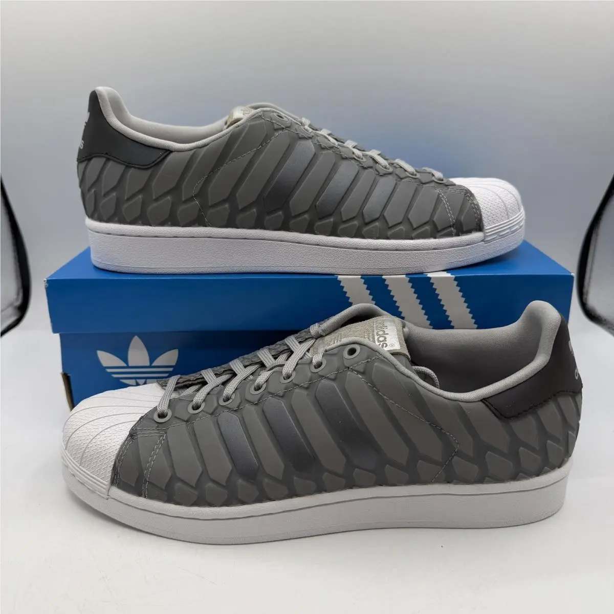 Adidas Superstar Shoes Mens 11 Onix Grey Xeno Reflective Tech Sneakers D69367