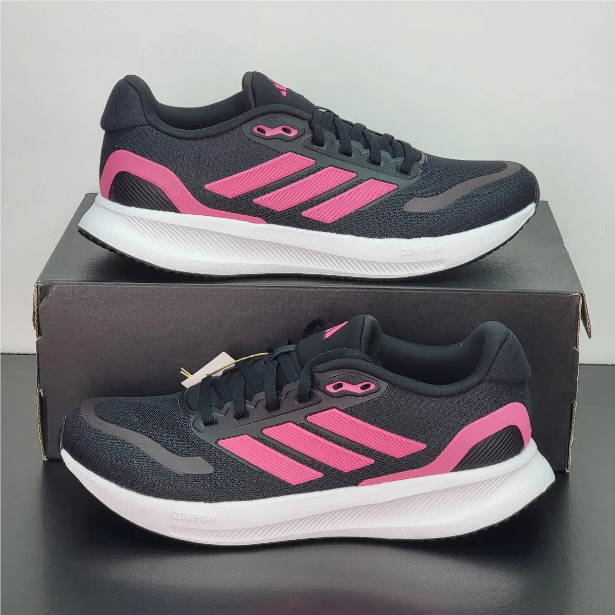 Runfalcon 5 Women`s Size 7.5 Athletic Shoes Black Pink Footwear Sneakers by Adidas