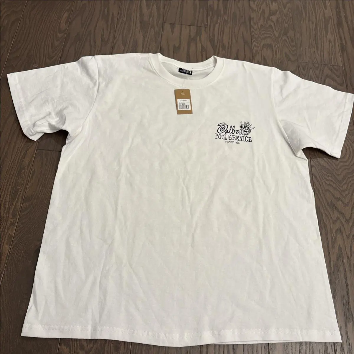 Stussy Shirt Salbas Pool Service Tee T Shirt M White Double Sided Streetwear