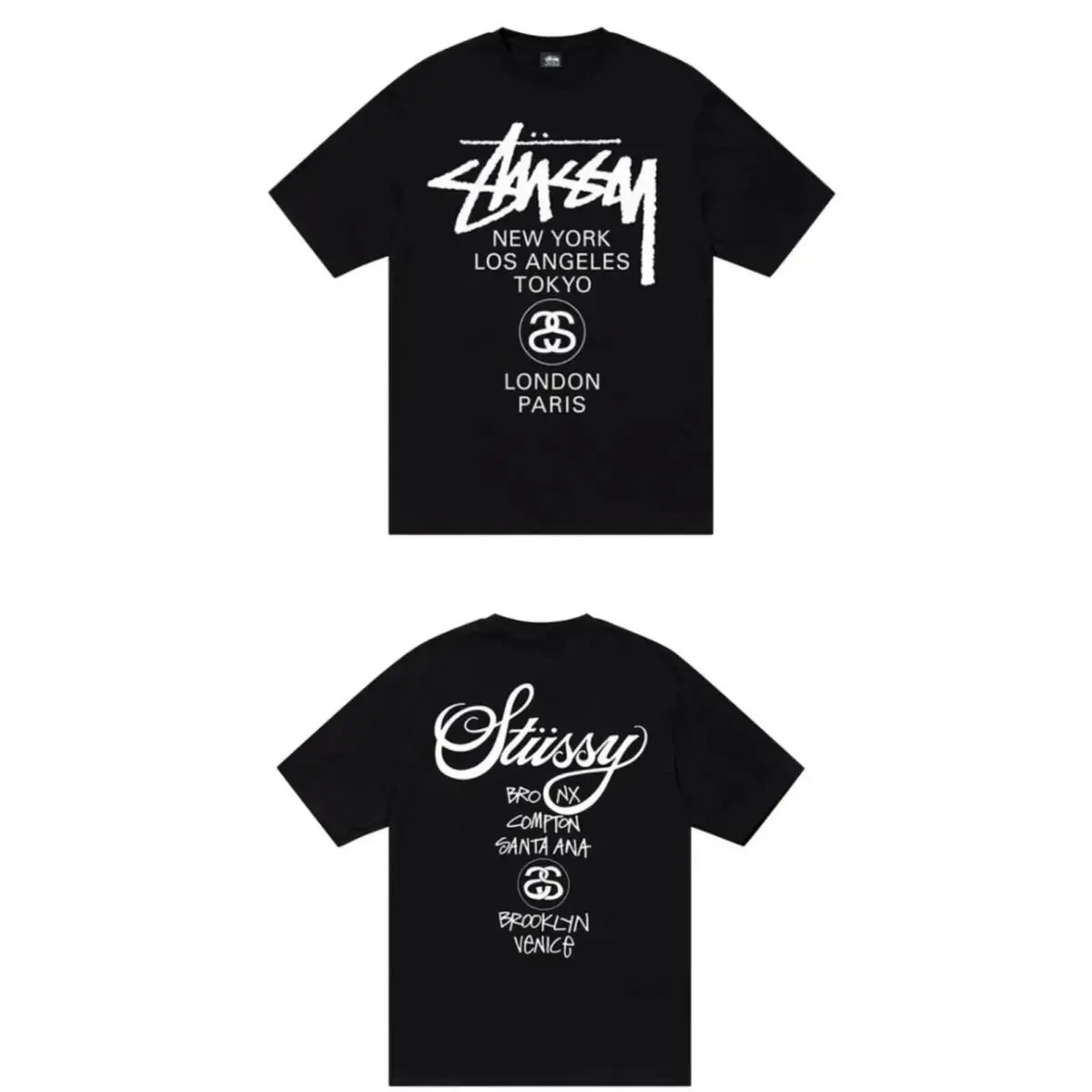 Stussy World Tour T-shirt Mens Medium Black Graphic Tee