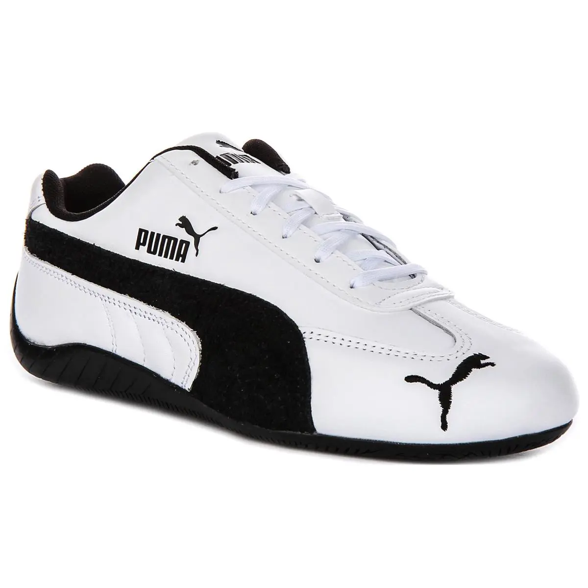 Puma Speedcat Leather Lace Up Mens Trainers In White Black US 8 - 13 - White Black