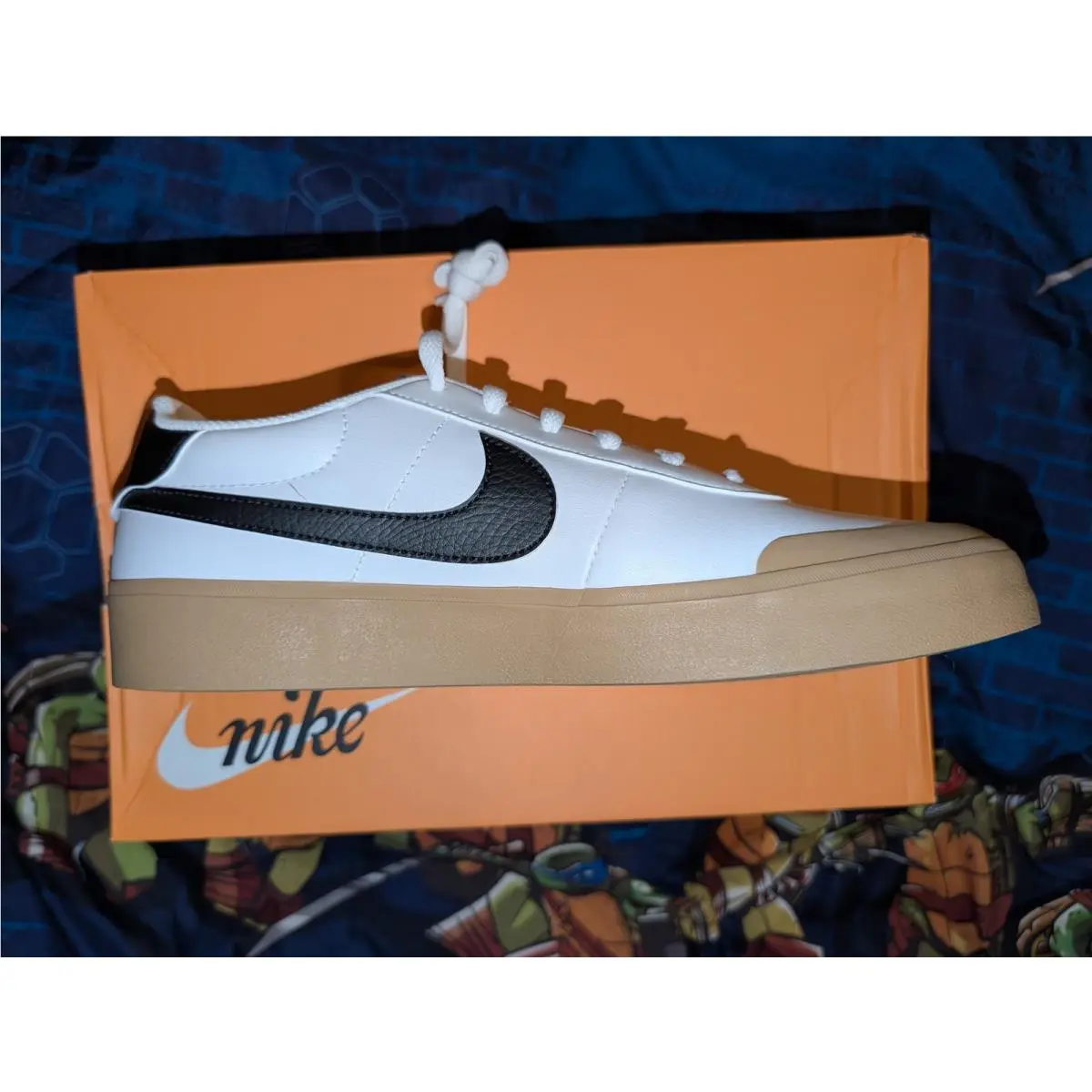 Nike Court Shot Mens Sz 11 White Black Gum Low Top Sneakers FQ8146-112 Nwob
