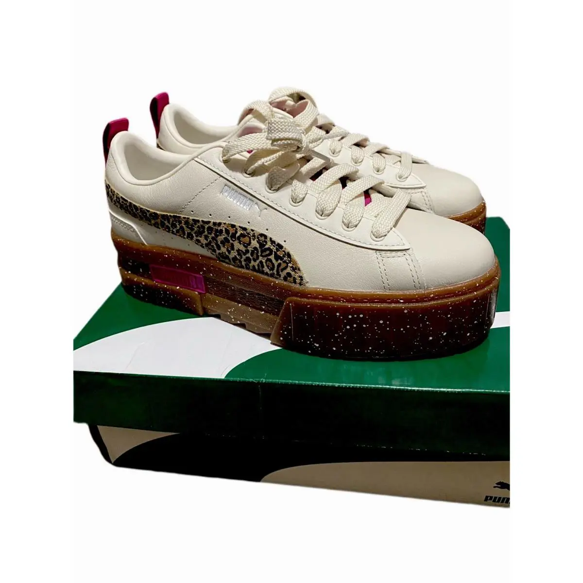 Puma Mayze Natural Lux Animal Print Platform Sneakers Women’s 9.5 Leopard