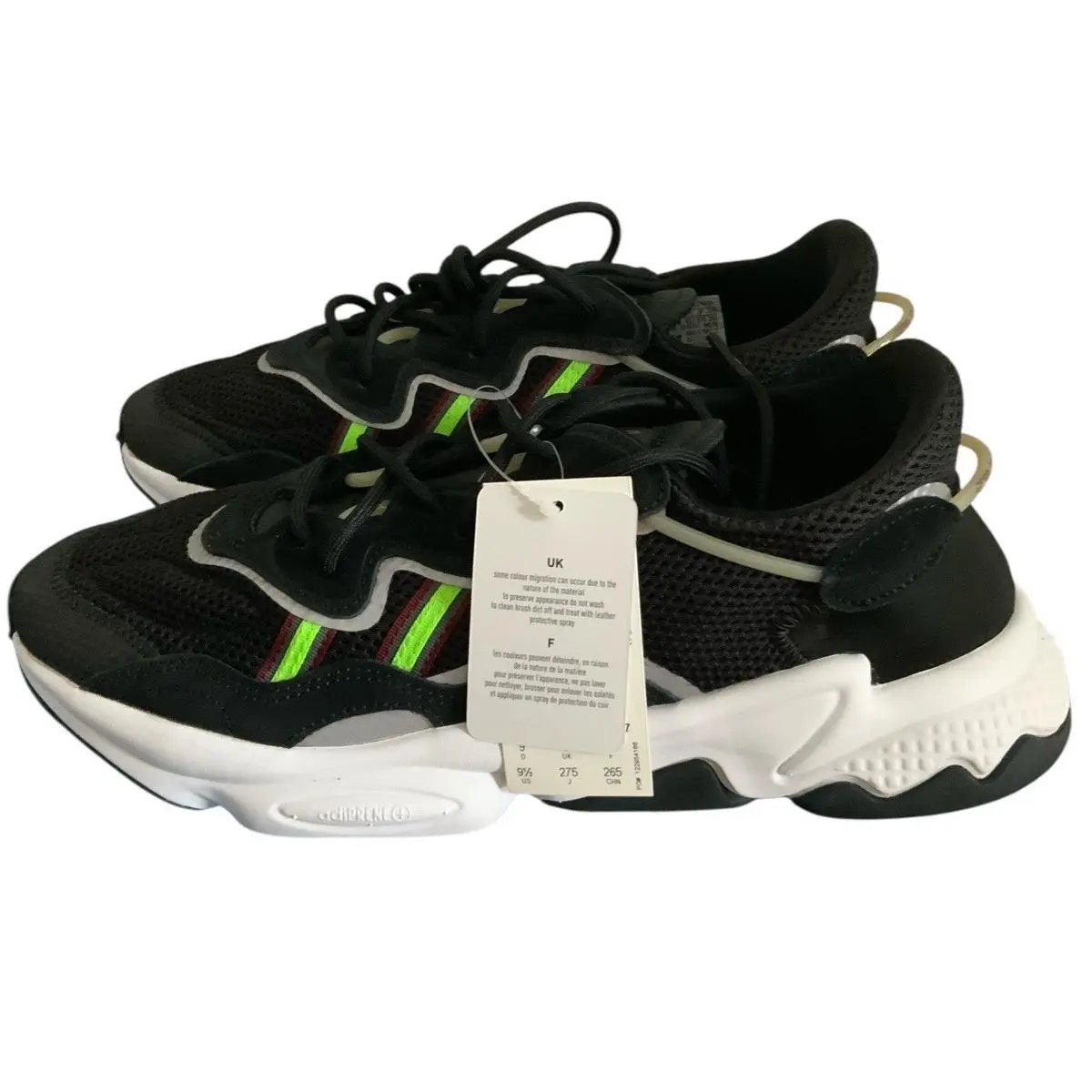 Size 11.5 - Adidas Ozweego Core Black/onix/solar Green Lifestyle Casual