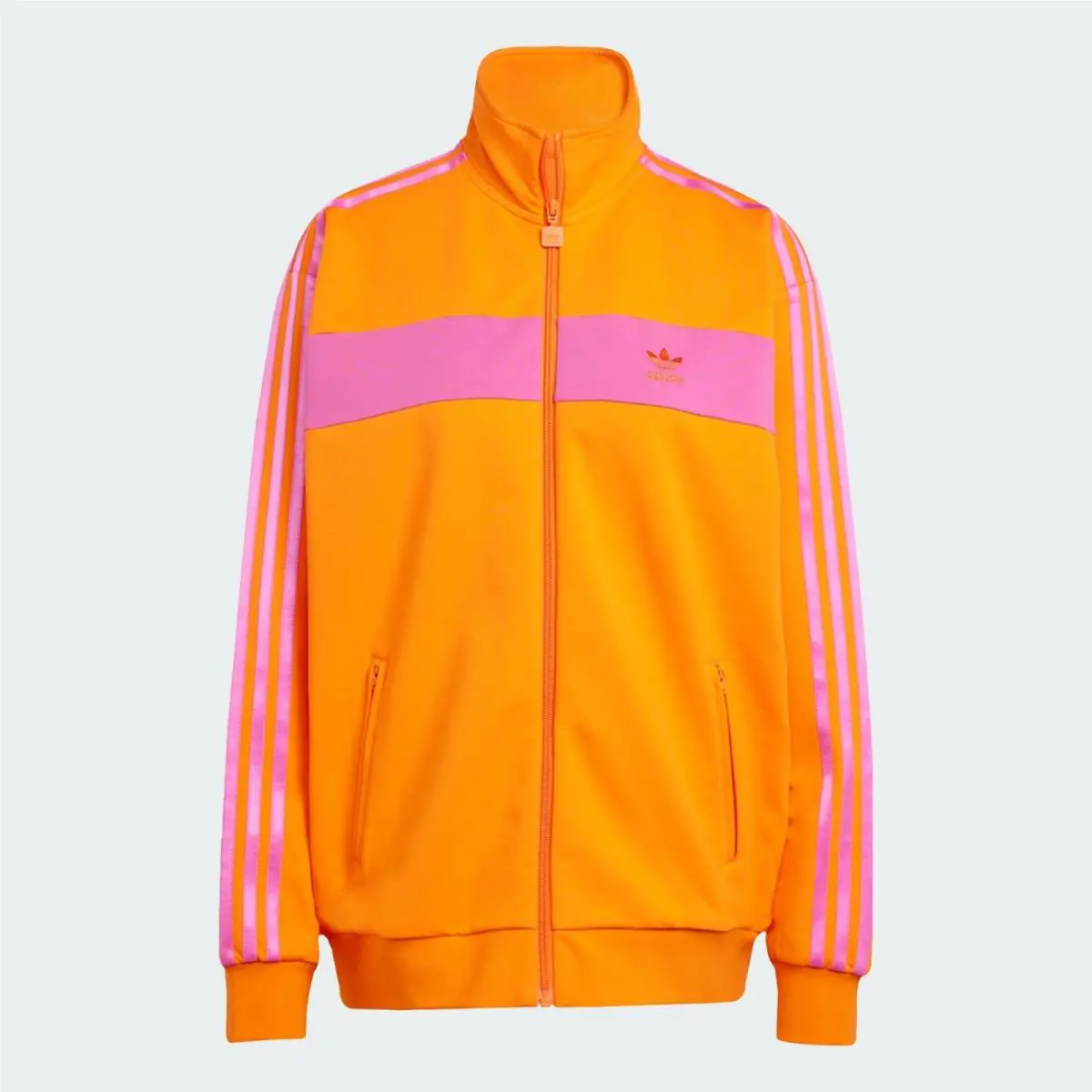 Adidas Originals Women`s Colorblock Track Top Orange/semi Lucid Fuchsia L