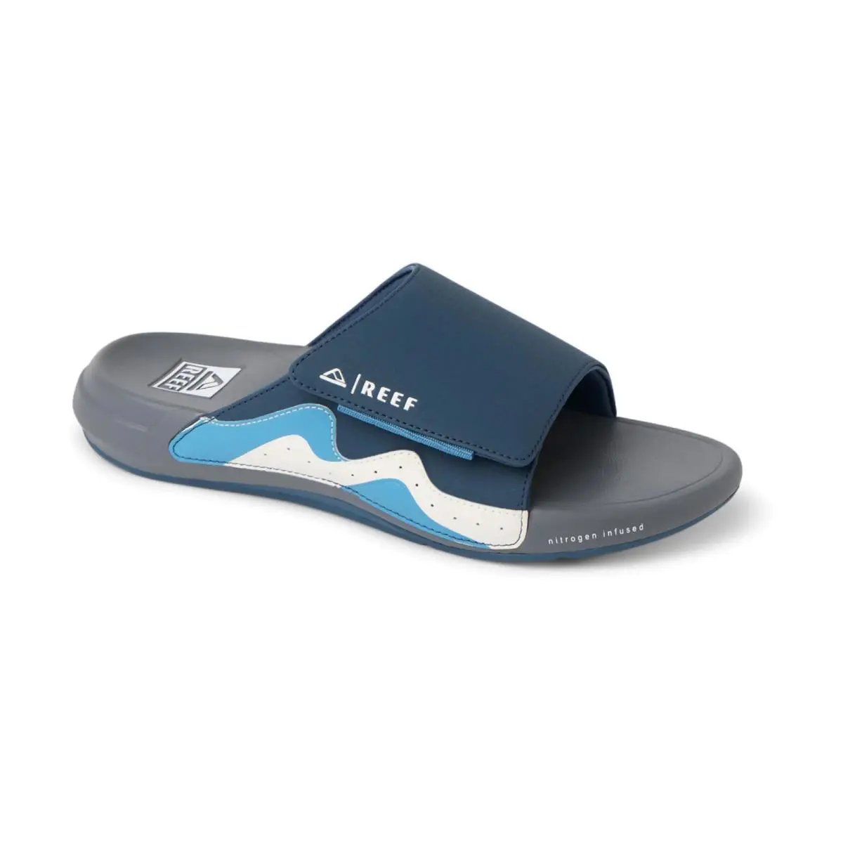 Reef Cruiser Slide Men`s Slide Sandals Navy/grey/white - 8 Medium - Grey, Navy, White