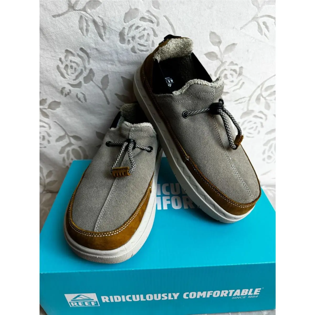 Reef Rambler Mens Suede Slip-on Shoes Sz 8 Brown Tan Lightweight Comfortable
