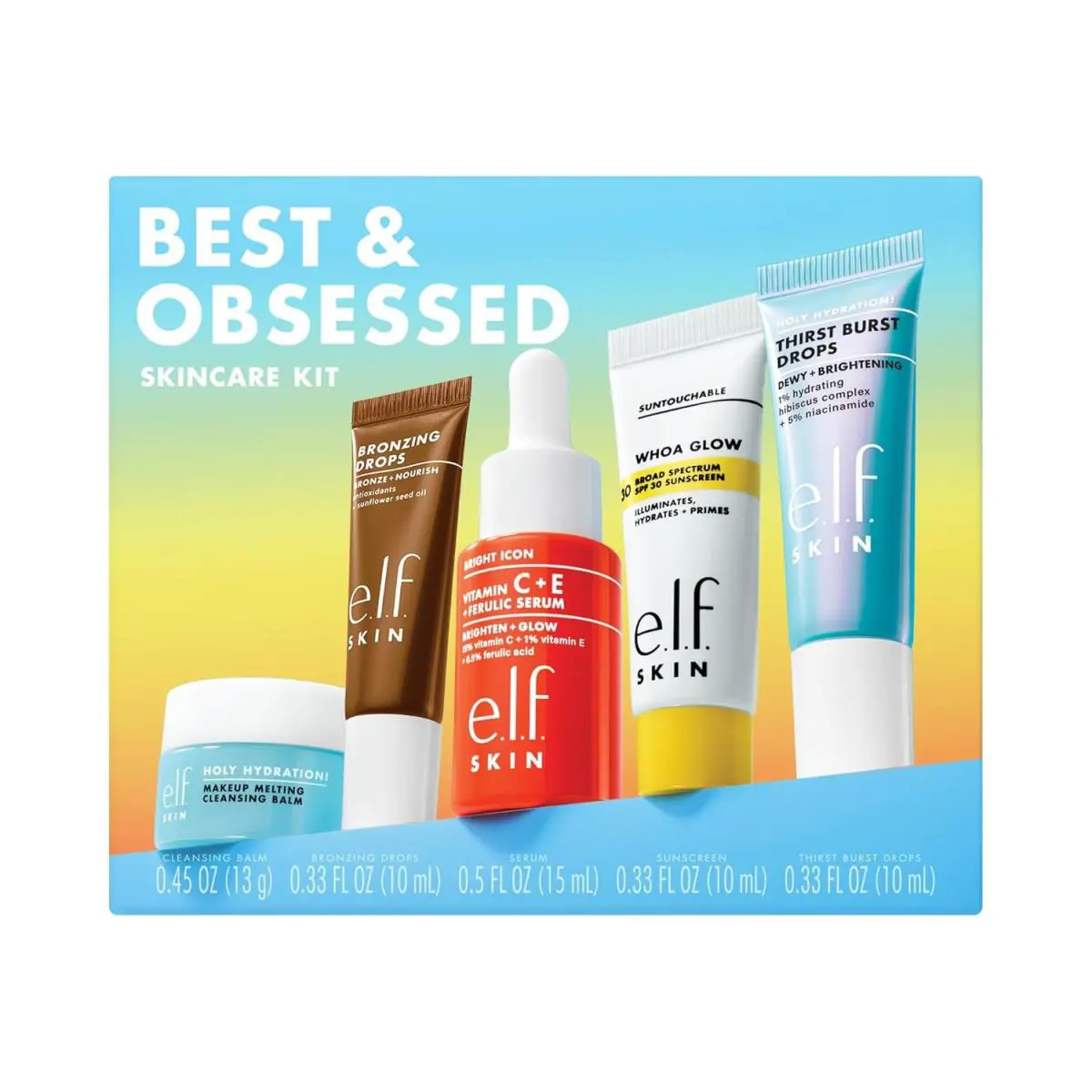 E.l.f. Skin Best Obsessed Skincare Kit Travel-size Makeup Remover Sunscreen