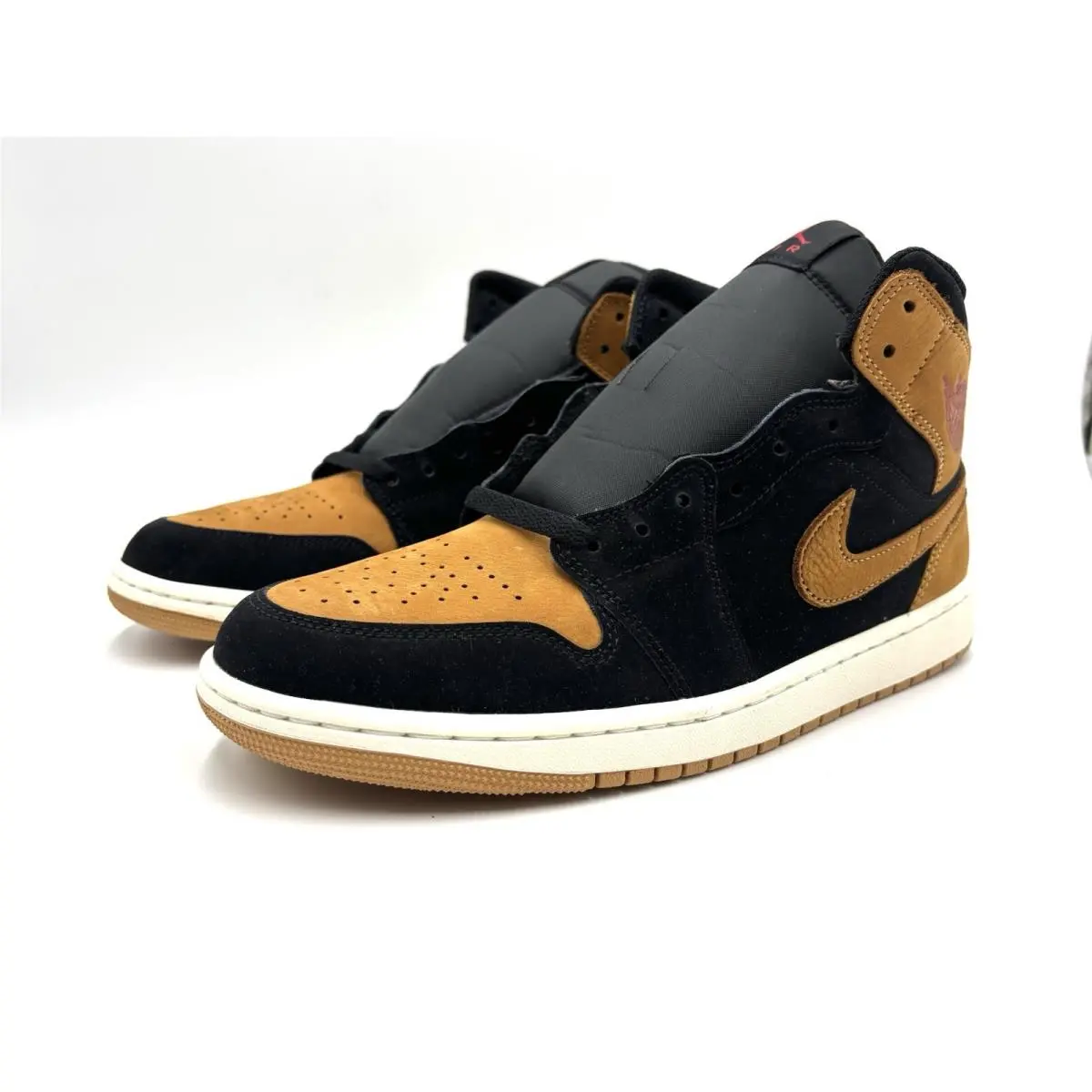 Nike Air Jordan 1 Mid SE Shoes Black Flax Varsity Red HV4091-002 Men`s Size 10.5