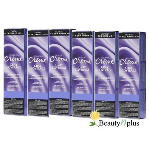 L`oreal Excellence Creme Gray Coverage Permanent 1.74 oz 6 Packs