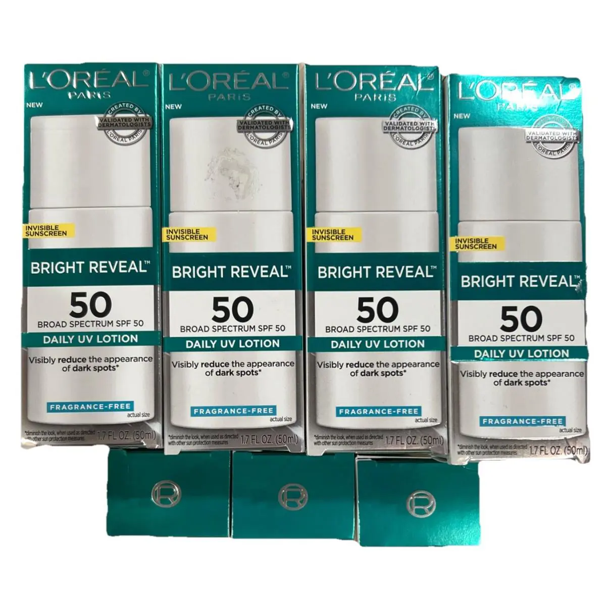 18 Pack L`oreal Bright Reveal UV Lotion Fragrance Free Sunscreen 1.7 oz 06/25+