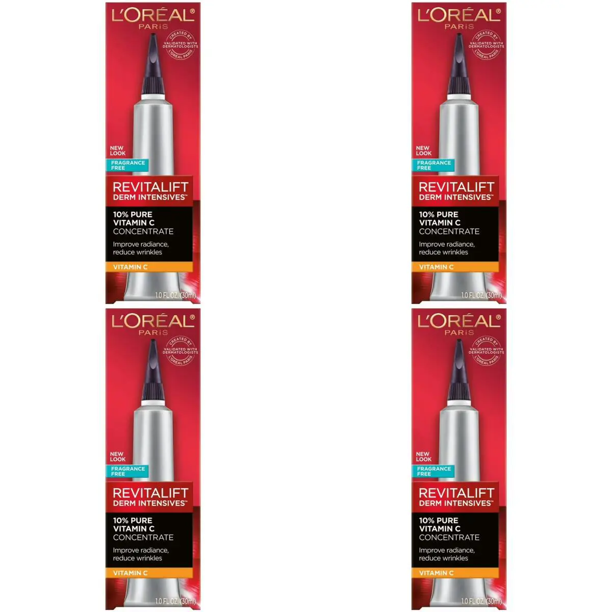 L`oreal Vitamin C Serum 4 Pack 1oz Each Revitalift Pure Concentrate Skincare