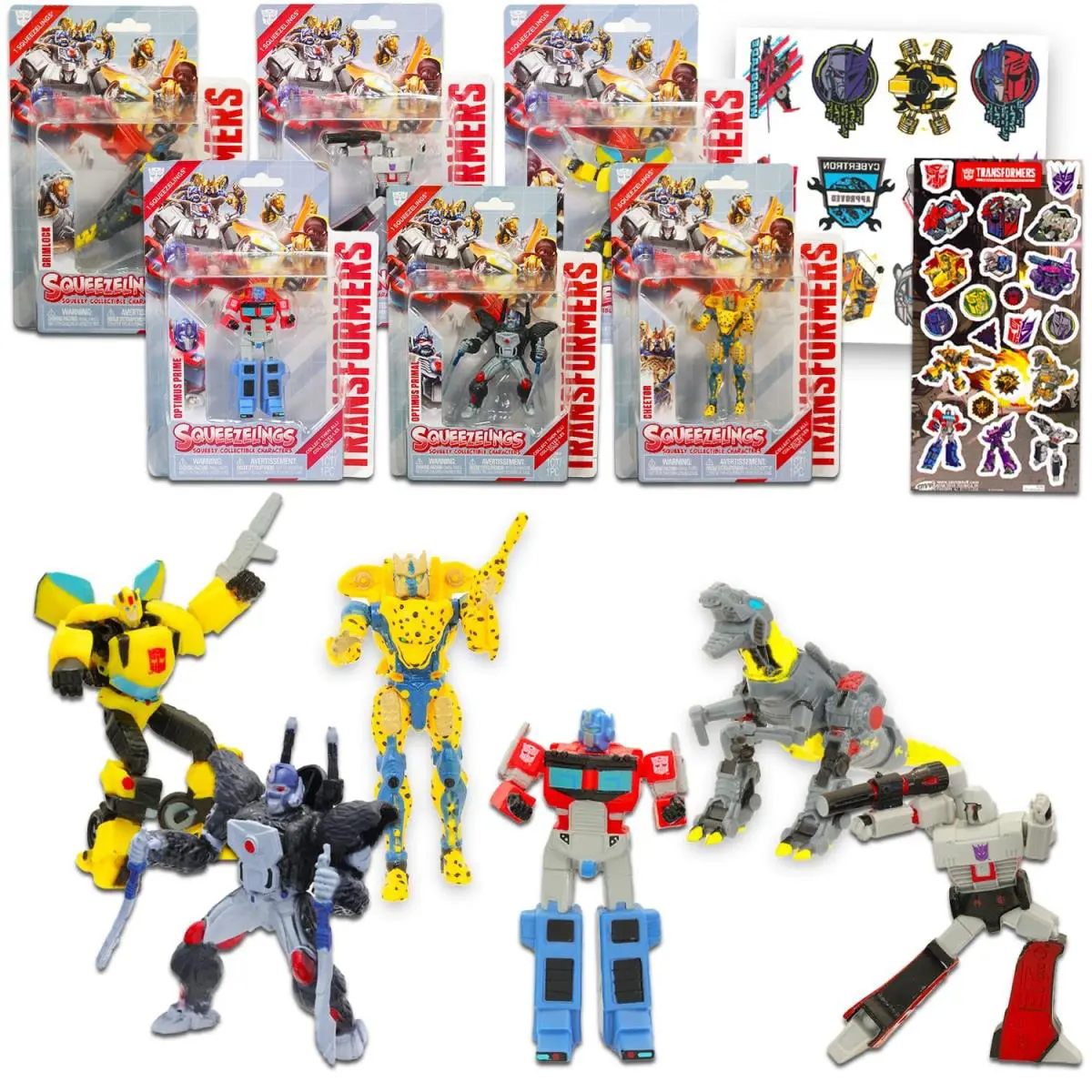 Transformers Mini Figures 6 Pack Bundle with 4 Squishy Cupcake Topper