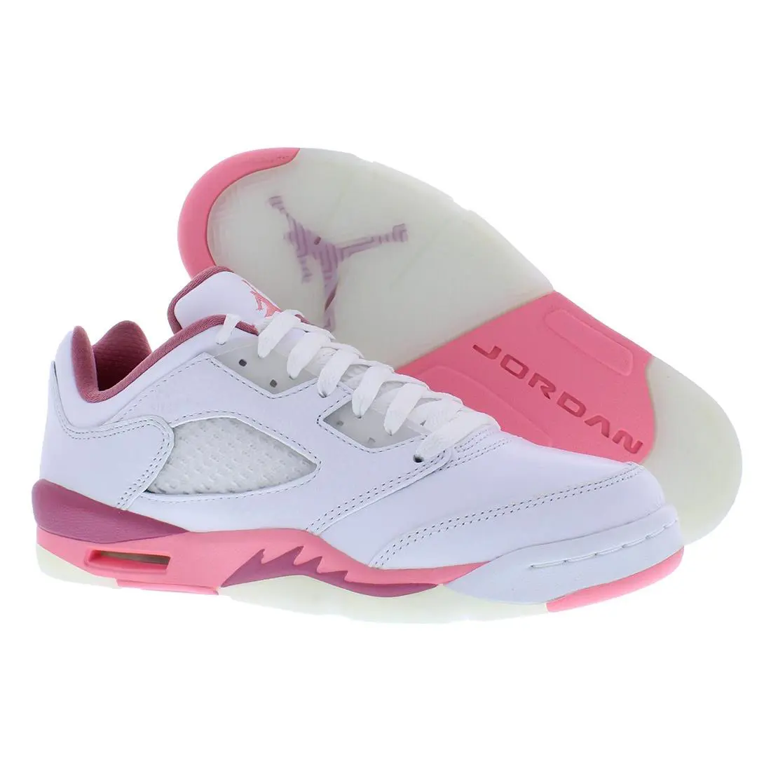 Nike Air Jordan 5 Retro Low GS Boys Shoes Size 3.5 Color: White/coral