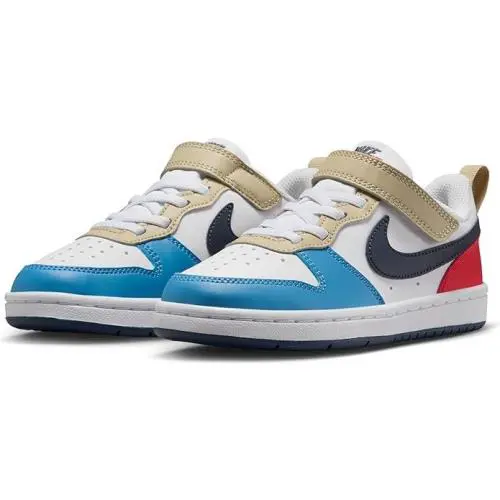 Nike Big Kid 2.5Y Court Borough Low Recraft White/thunder Blue-lt Crimson DV5457