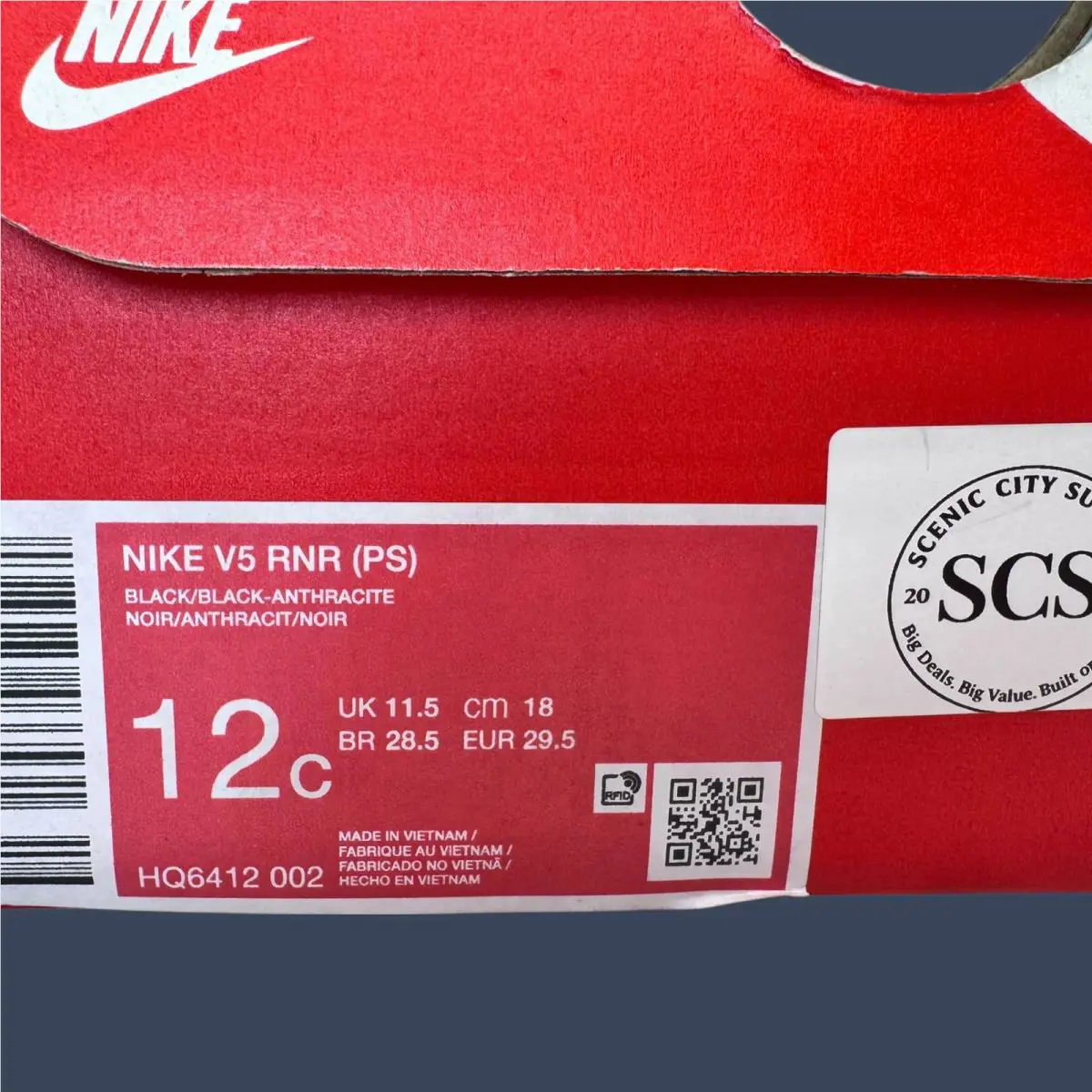 Nike shoes - Nike V5 RNR PS Black/Anthracite– HQ6412-002 (UPC: 198485466531) 8