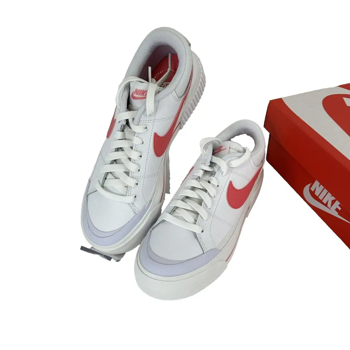 Nike Court Legacy Lift Women’s Platform Sneakers White Sea Coral Size 7