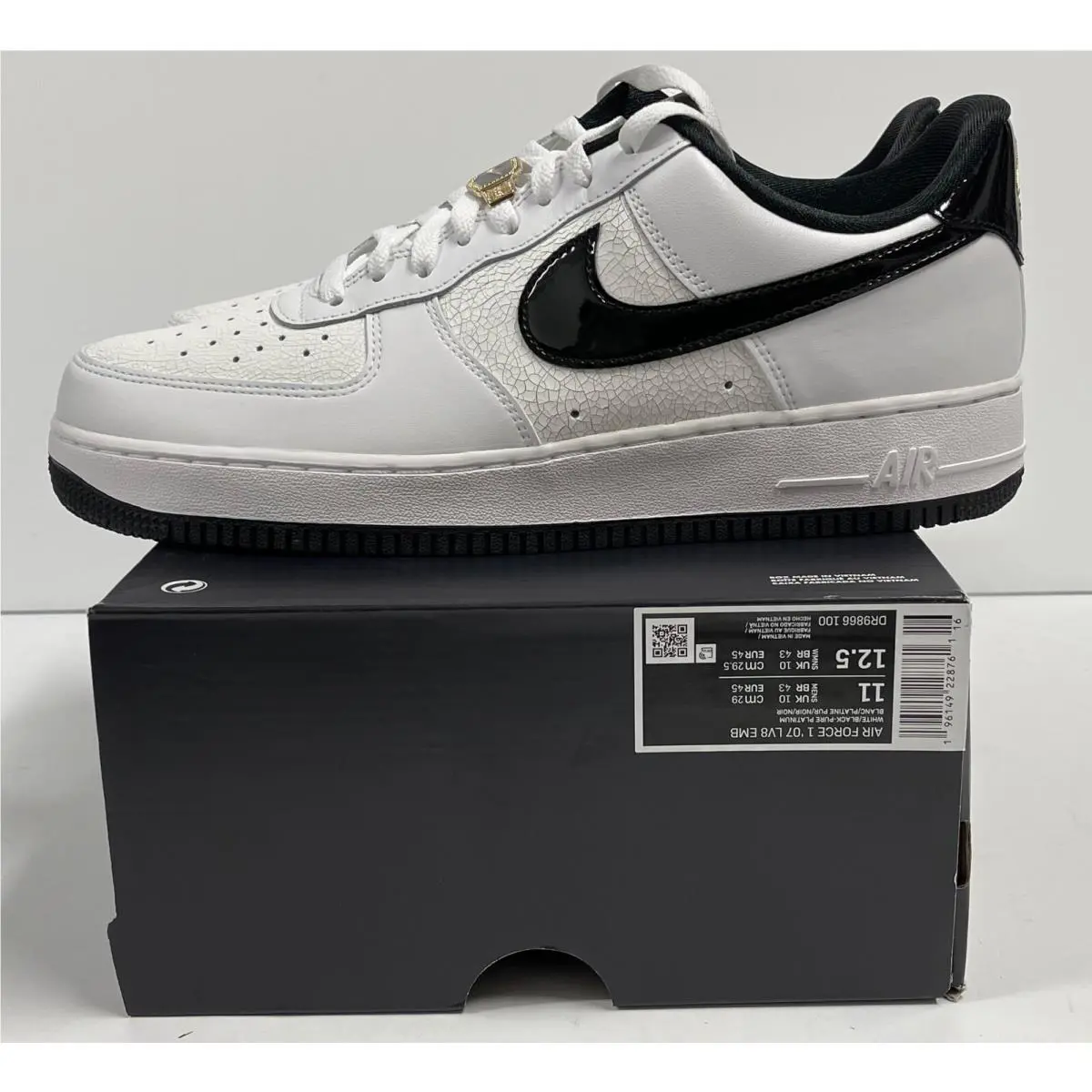 Nike Air Force 1 `07 LV8 Emb `world Champ` White Black DR9866-100 Mens Size 11