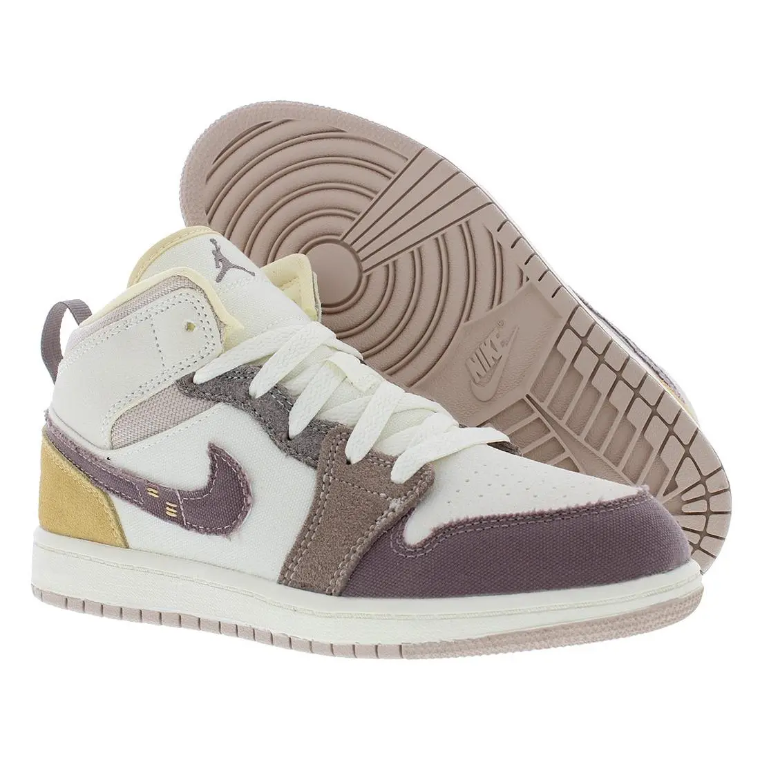 Nike Jordan 1 Mid SE Craft PS Girls Shoes Size 11 Color: Sail/taupe