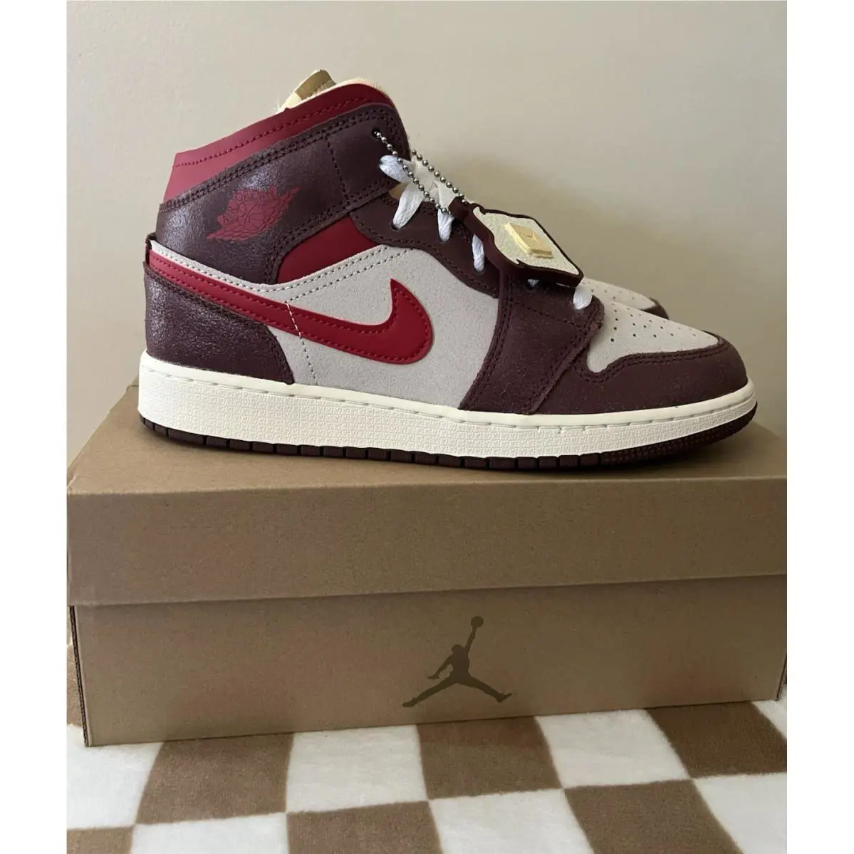 Nike shoes - Air Jordan 1 Mid SE - HF3196-100 - Coconut Milk/Dark Pony/Pale Vanilla/Varsity Red 0