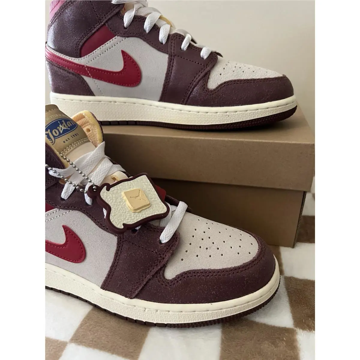 Nike shoes - Air Jordan 1 Mid SE - HF3196-100 - Coconut Milk/Dark Pony/Pale Vanilla/Varsity Red 3