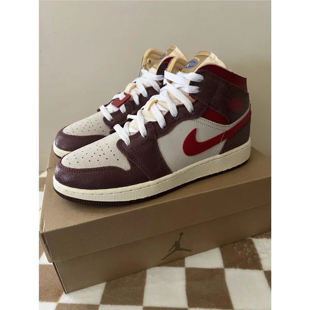 Nike shoes - Air Jordan 1 Mid SE - HF3196-100 - Coconut Milk/Dark Pony/Pale Vanilla/Varsity Red 9