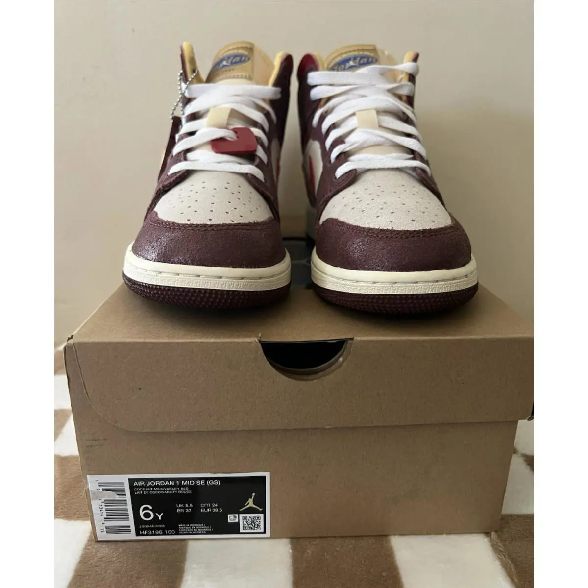 Nike shoes - Air Jordan 1 Mid SE - HF3196-100 - Coconut Milk/Dark Pony/Pale Vanilla/Varsity Red 12