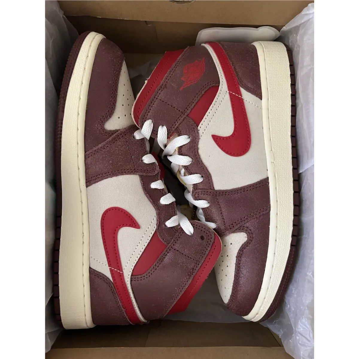 Nike shoes - Air Jordan 1 Mid SE - HF3196-100 - Coconut Milk/Dark Pony/Pale Vanilla/Varsity Red 14