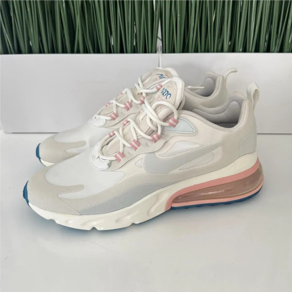 Nike Air Max 270 React Nby Womens Shoes White Pink AT6174-100 Size 10