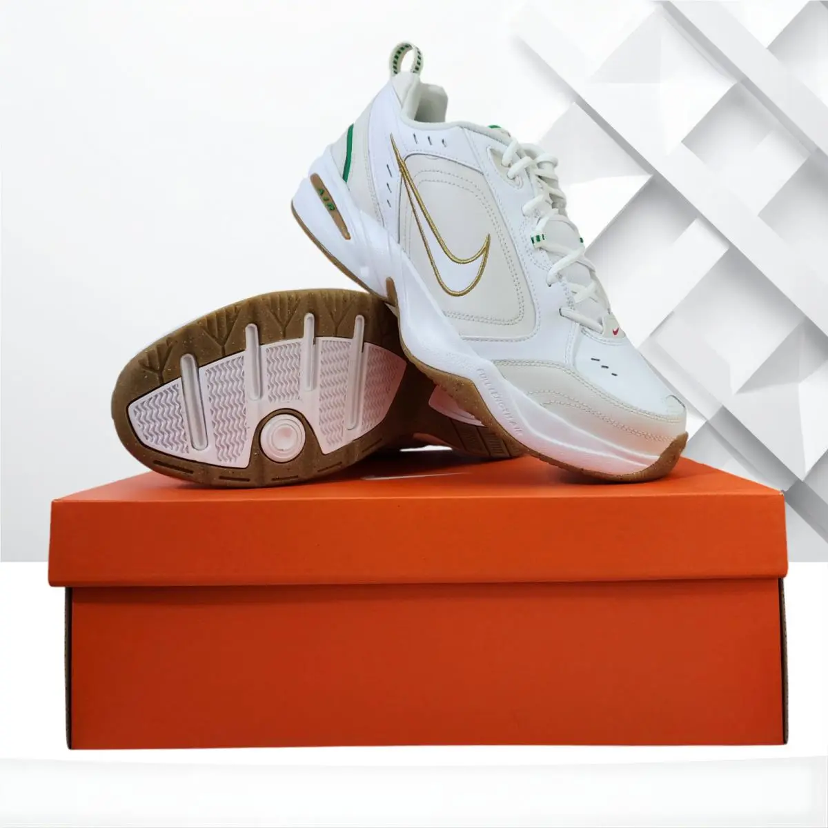 Nike Air Monarch IV 4 White Metallic Gold Phantom Green 415445-103 Men`s Size 14