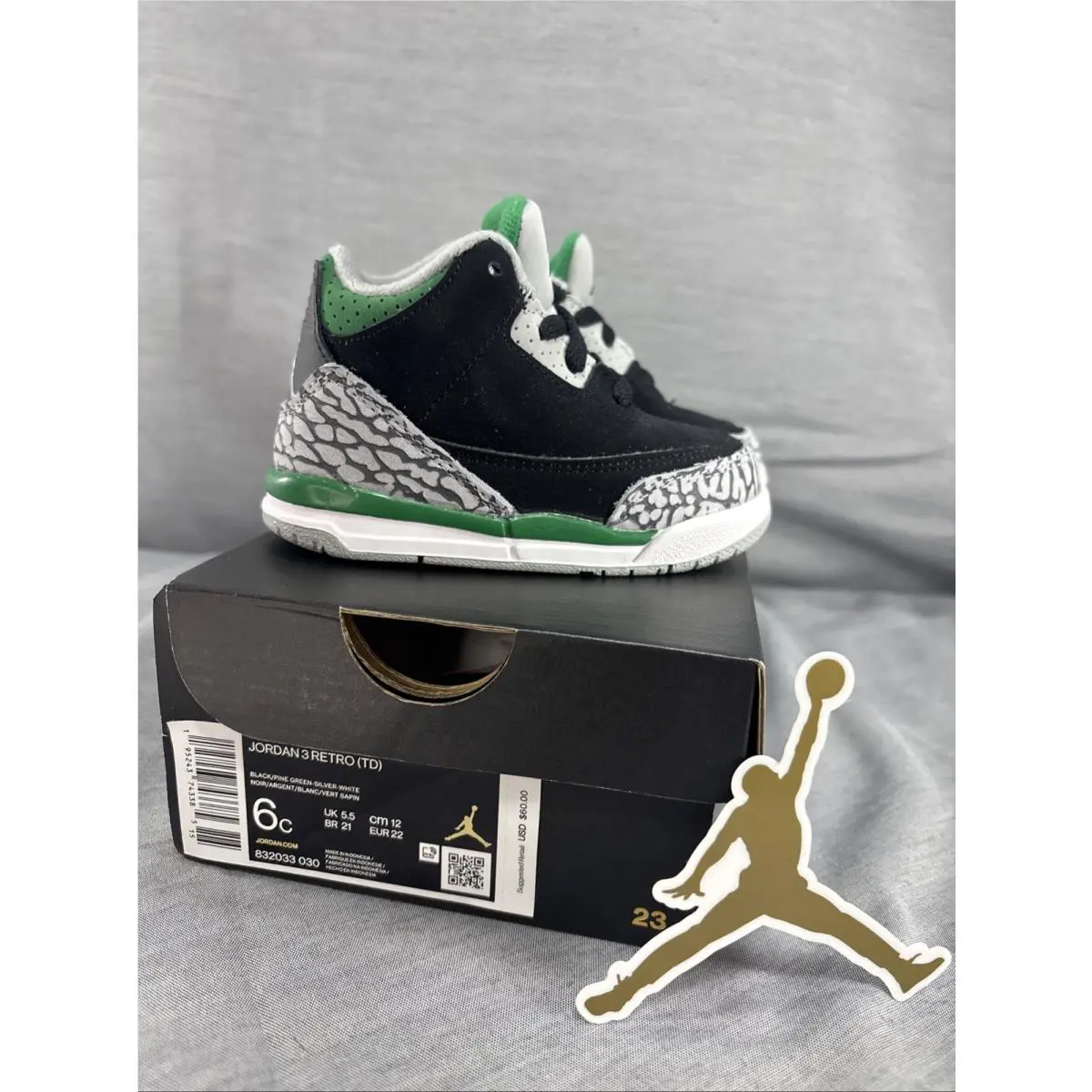 Toddler Size 6c Nike Air Jordan 3 Retro TD Pine Green 832033-030