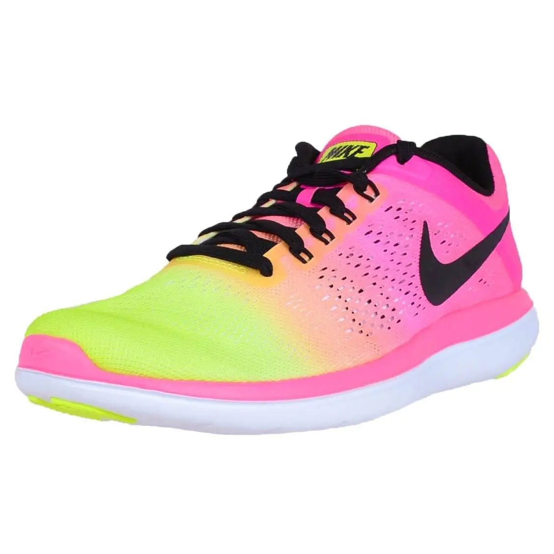 Nike Men`s Flex 2016 Rn Oc Sneakers Mesh Pink Yellow Shoe 844737 999 Size 12 - Yellow