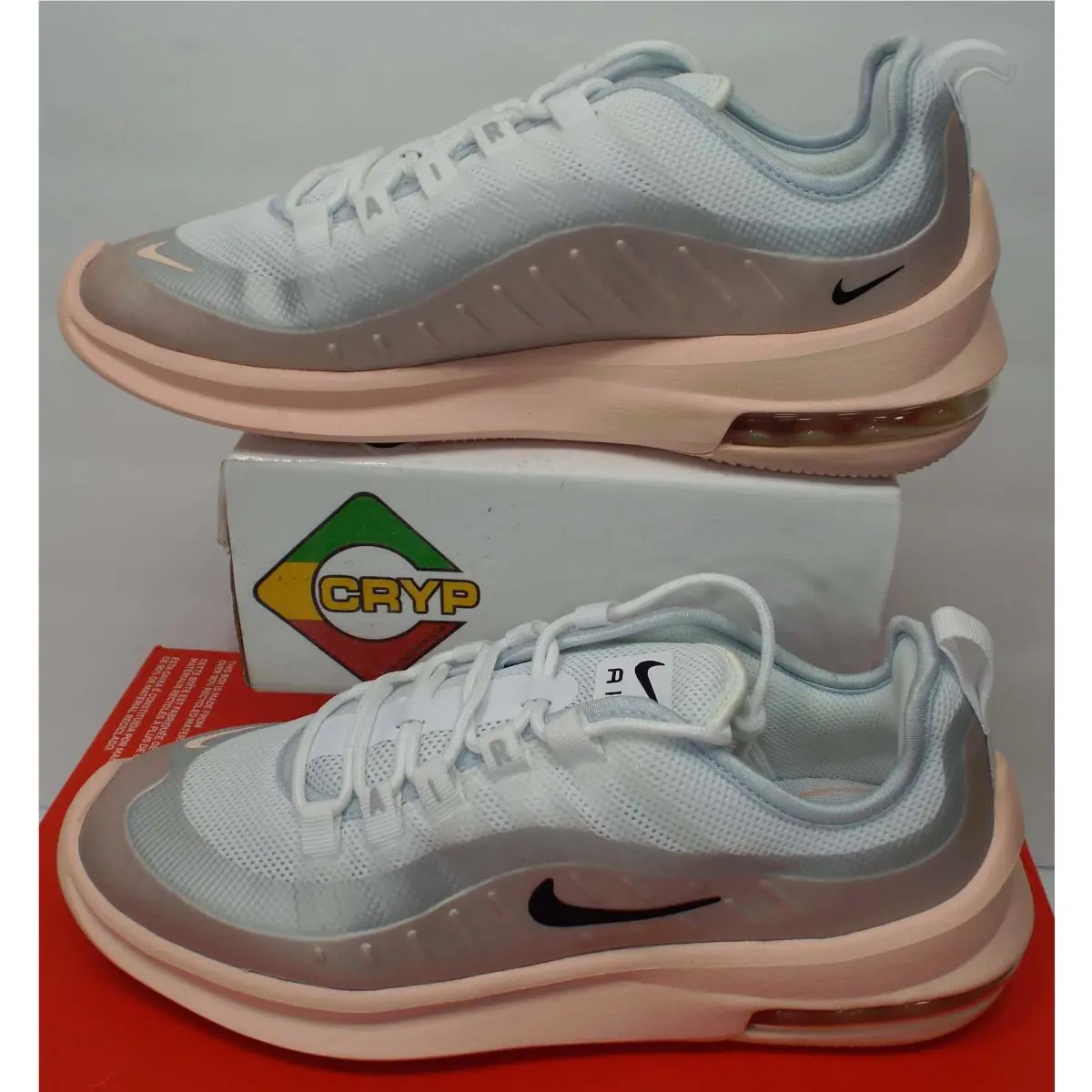 Womens 10  Air Max Axis Heel System Washed Coral White Shoes AA2168-108 by Nike