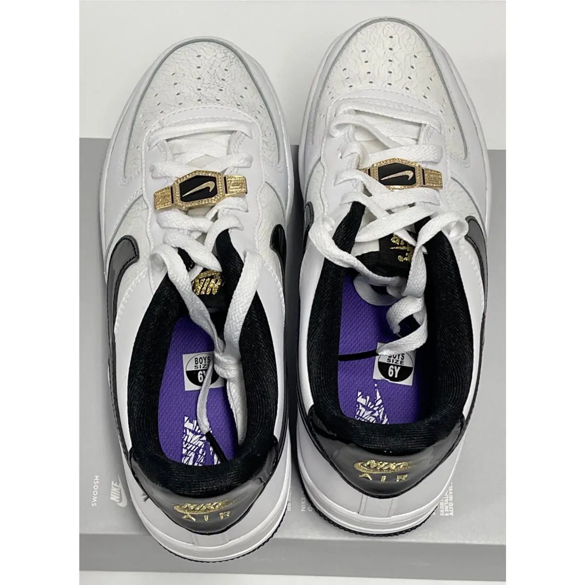 Nike shoes - NIKE AIR FORCE 1 LV8 GS WORLD CHAMP DQ0300 - WHITE / BLACK PURE PLATINUM (UPC: 196149540139) 9