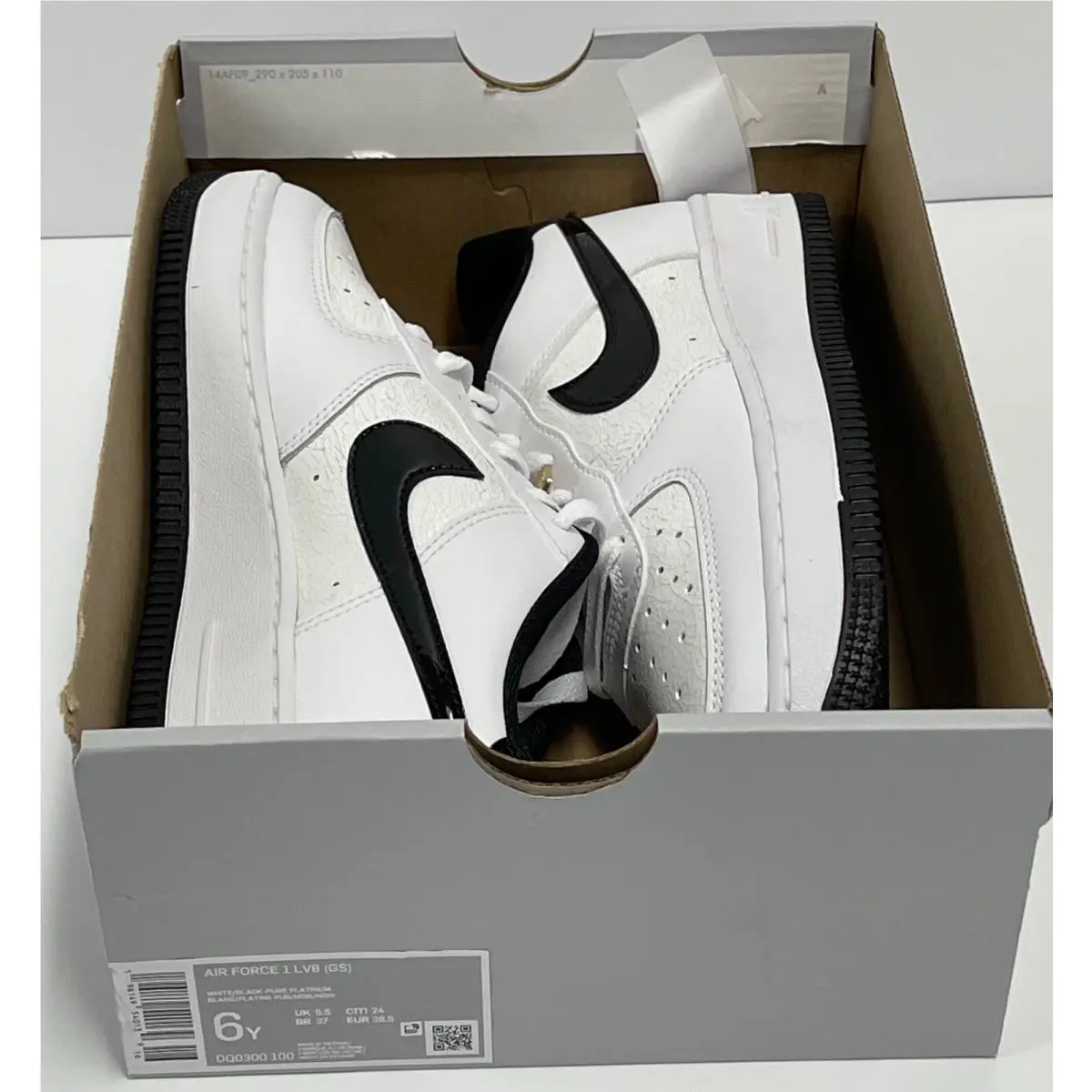 Nike shoes - NIKE AIR FORCE 1 LV8 GS WORLD CHAMP DQ0300 - WHITE / BLACK PURE PLATINUM (UPC: 196149540139) 10