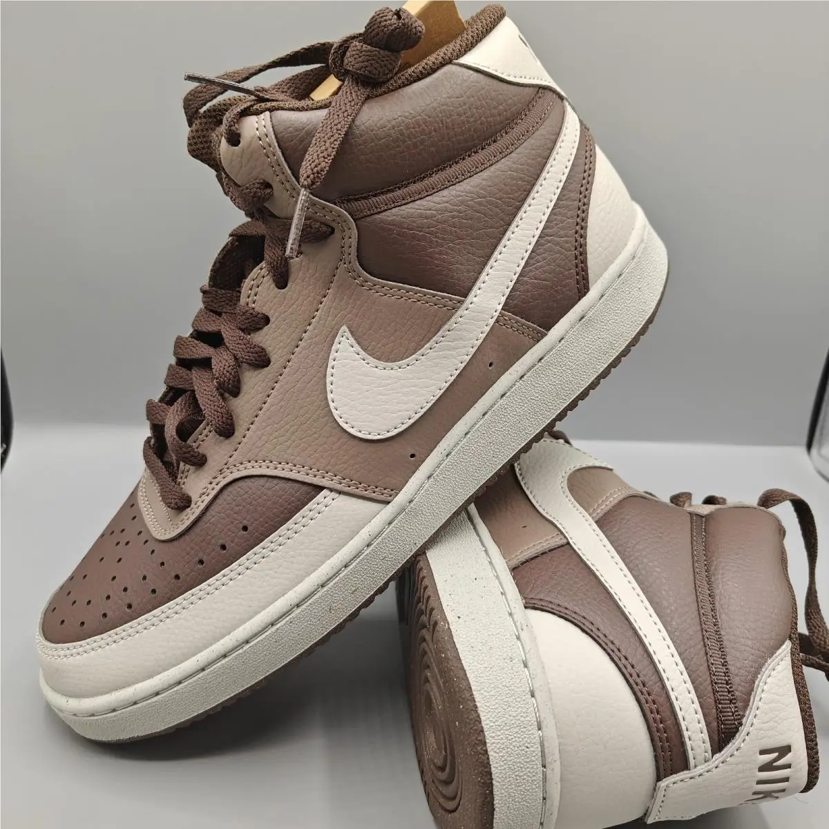 Men`s Court Vision Mid Next Nature Shoes Size 8.5 Baroque Brown DN3577-200 by Nike