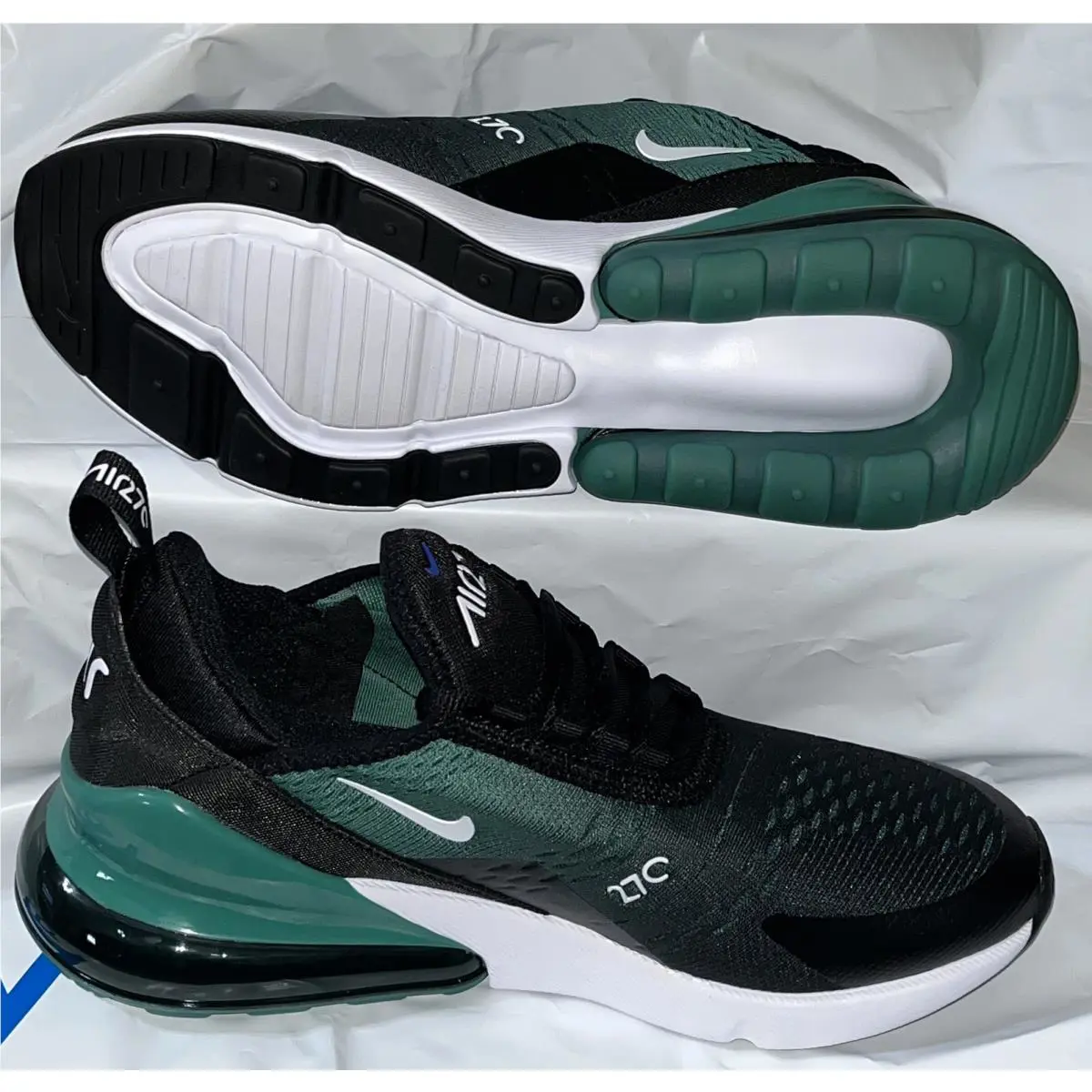 Nike Air Max 270 GS Big Boy Black/white/green Shoes Size 7
