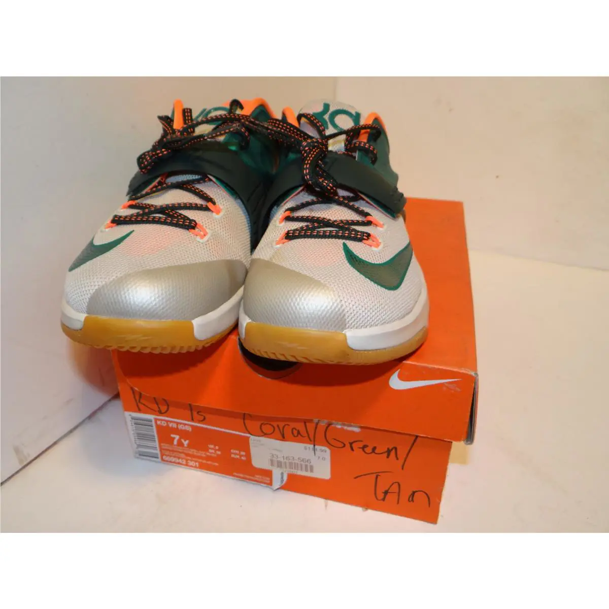 Nike shoes - Nike KD 7 ‘Easy Money’ - 669942-301 - White, Green, Orange 3