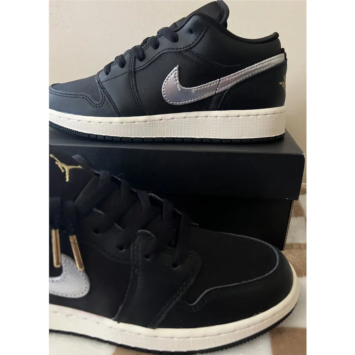 Nike shoes - Air Jordan 1 Low - Air Low - FZ3921 001 - Black/Metallic Silver/Metallic Gold 3