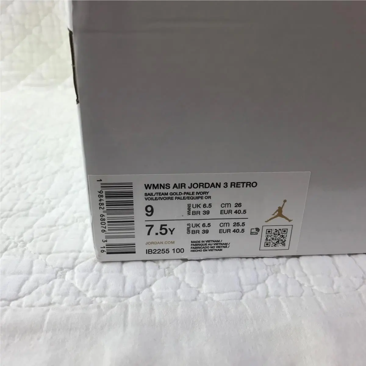 Nike shoes - Air Jordan 3 Retro - Air Retro - IB2255-100 - Sail/ Team Gold-Pale Ivory 11