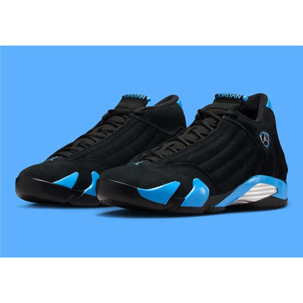Nike Air Jordan 14 Retro Black University Blue Mens Sports Sneaker 487471-007