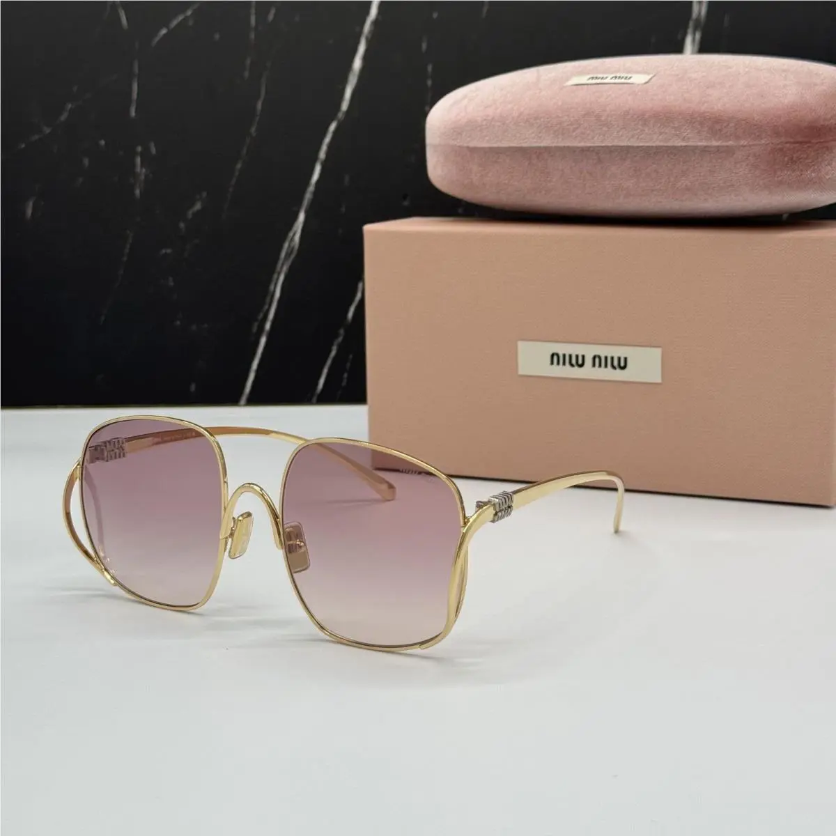 Miu Miu MUA57S 5AK40S Sunglasses Gold/pink Women MU A57S Smu A57 Eyewear