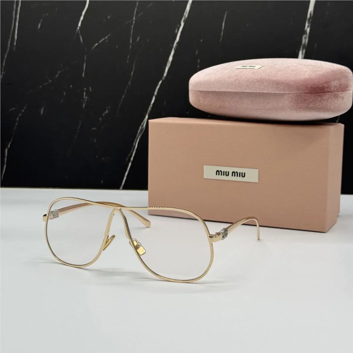 Miu Miu MUA56S 5AK08N Sunglasses Gold Women MU A56S Smu A56 Eyewear