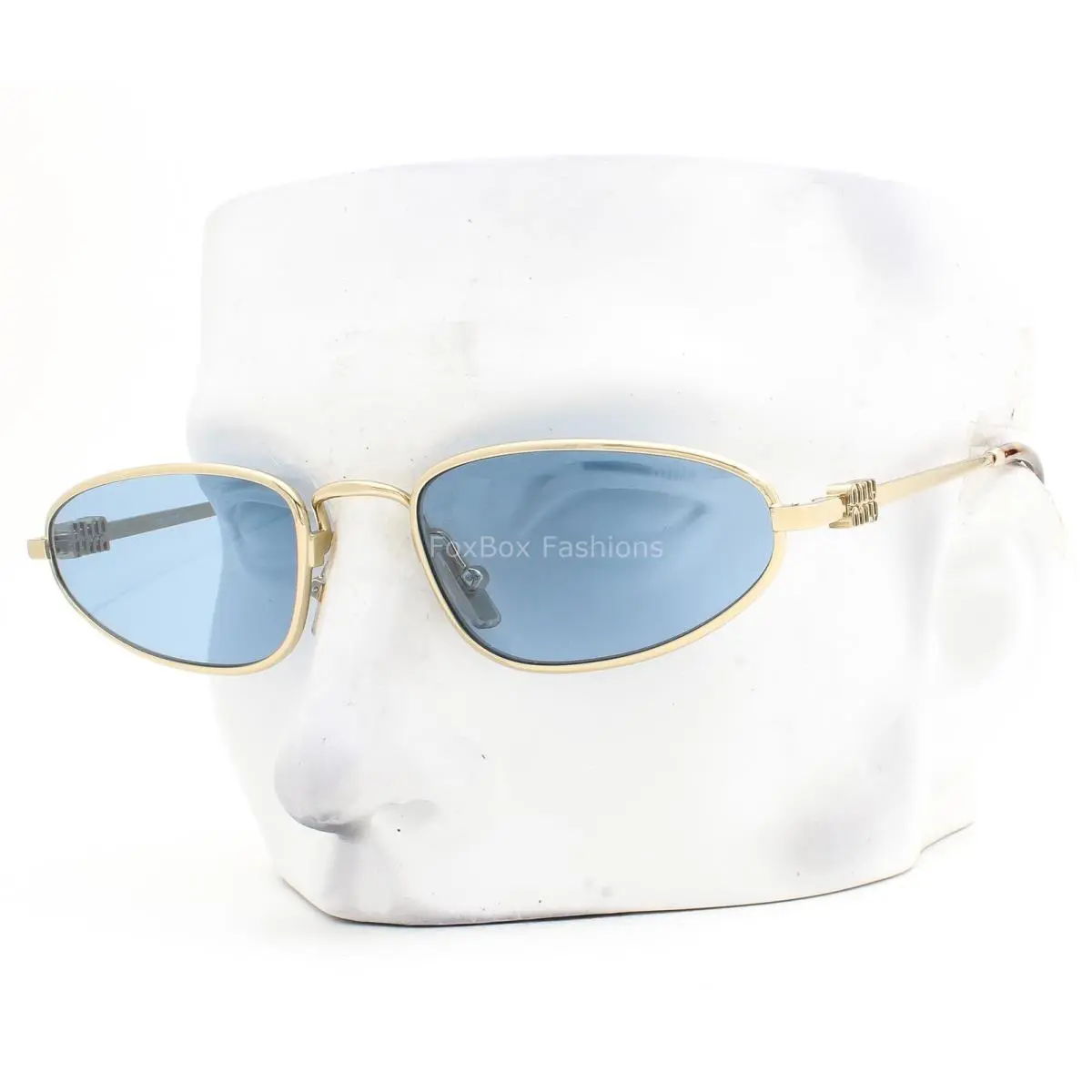 Miu Miu Smu A52 7VN-60O Sunglasses Polished Pale Gold Light Blue Tint with Case