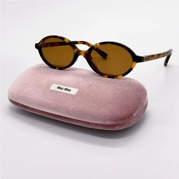 Miu Miu Smu 04Z 19P2Z1 Oval Havana Brown Women Sunglasses MU04ZS 19P2Z1