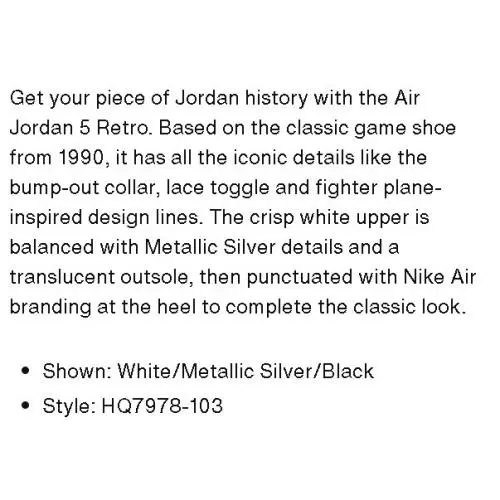 Nike shoes - Air Jordan Retro - Air Retro - HQ7978-103 - WHITE / METALLIC SILVER / BLACK 10