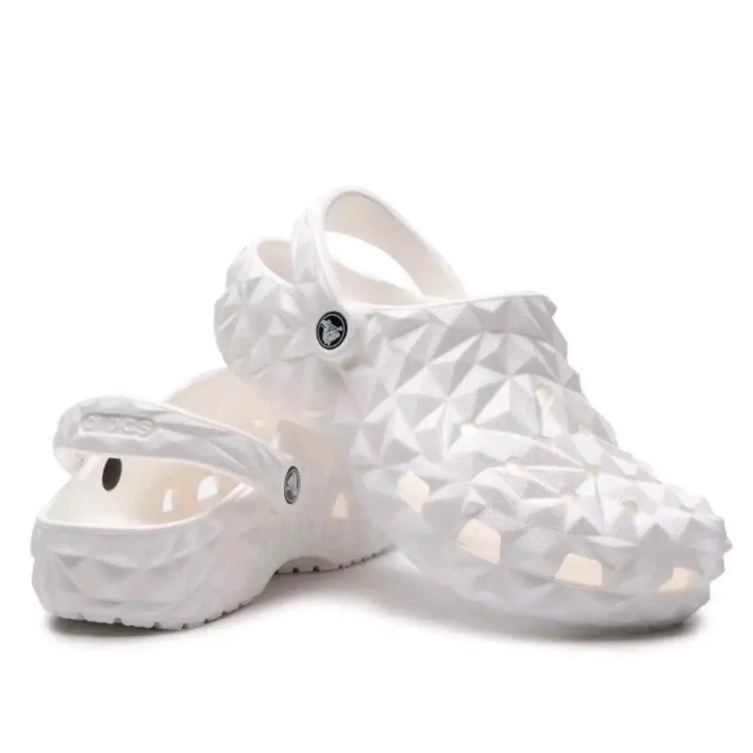 Crocs Classic Geometric Clog White Mens 10 Womens 12 Slip On Shoes 209610-100