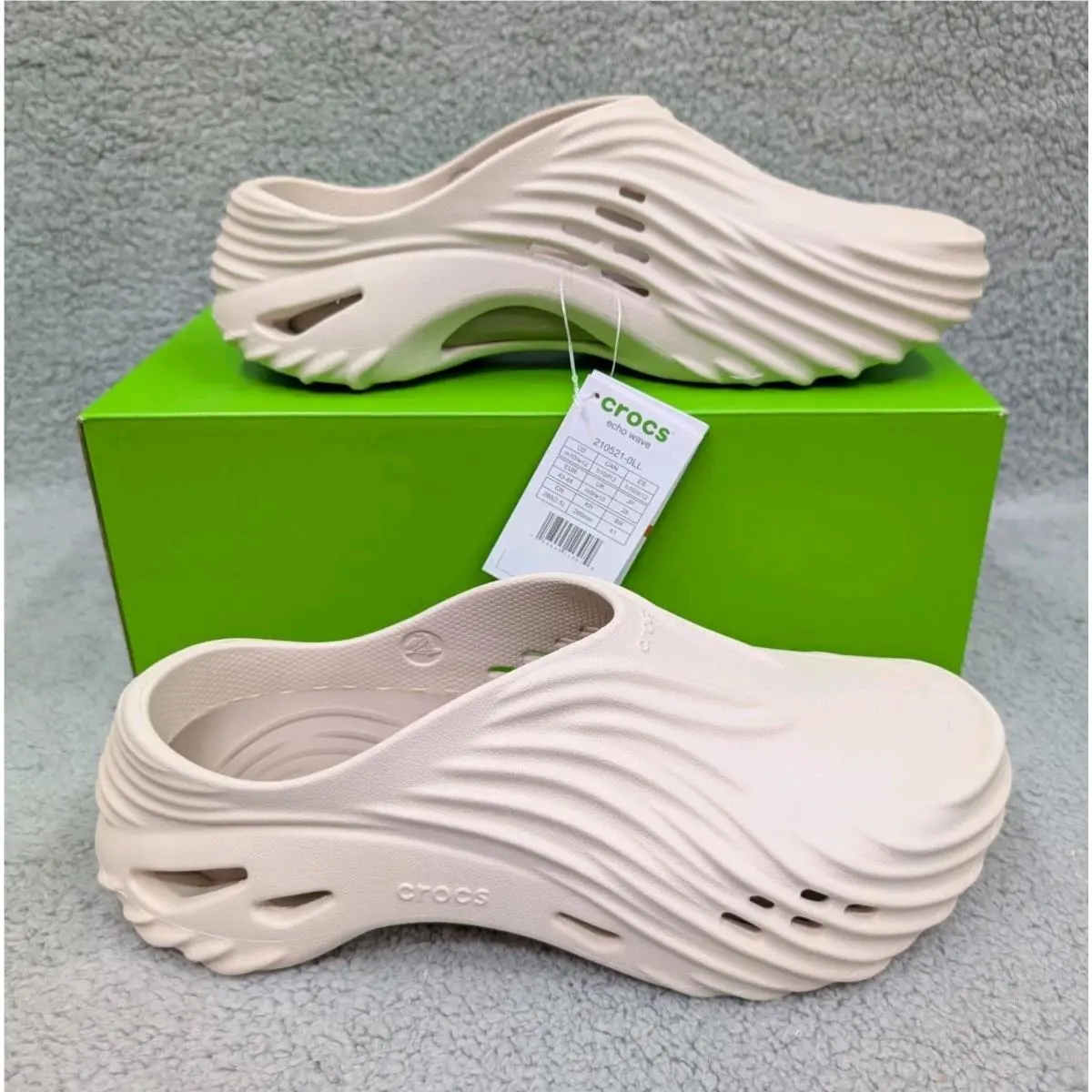 Crocs Echo Wave Clogs Mens 10 Womens 12 Almond Tint Beige Brown Slip On Shoes