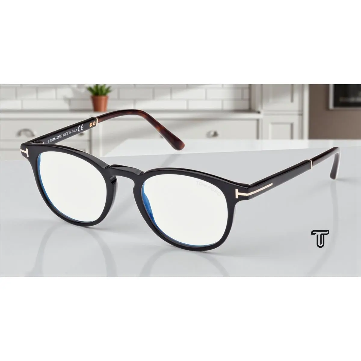 Tom Ford FT5891 B 005 Black Other Blue Block Lens 49 mm Unisex Eyeglasses